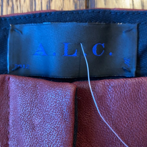 A.L.C. Stretch Raptor Leather Stefan Red / Black Pants Stripe Zipper Women's 8 - Picture 7 of 16